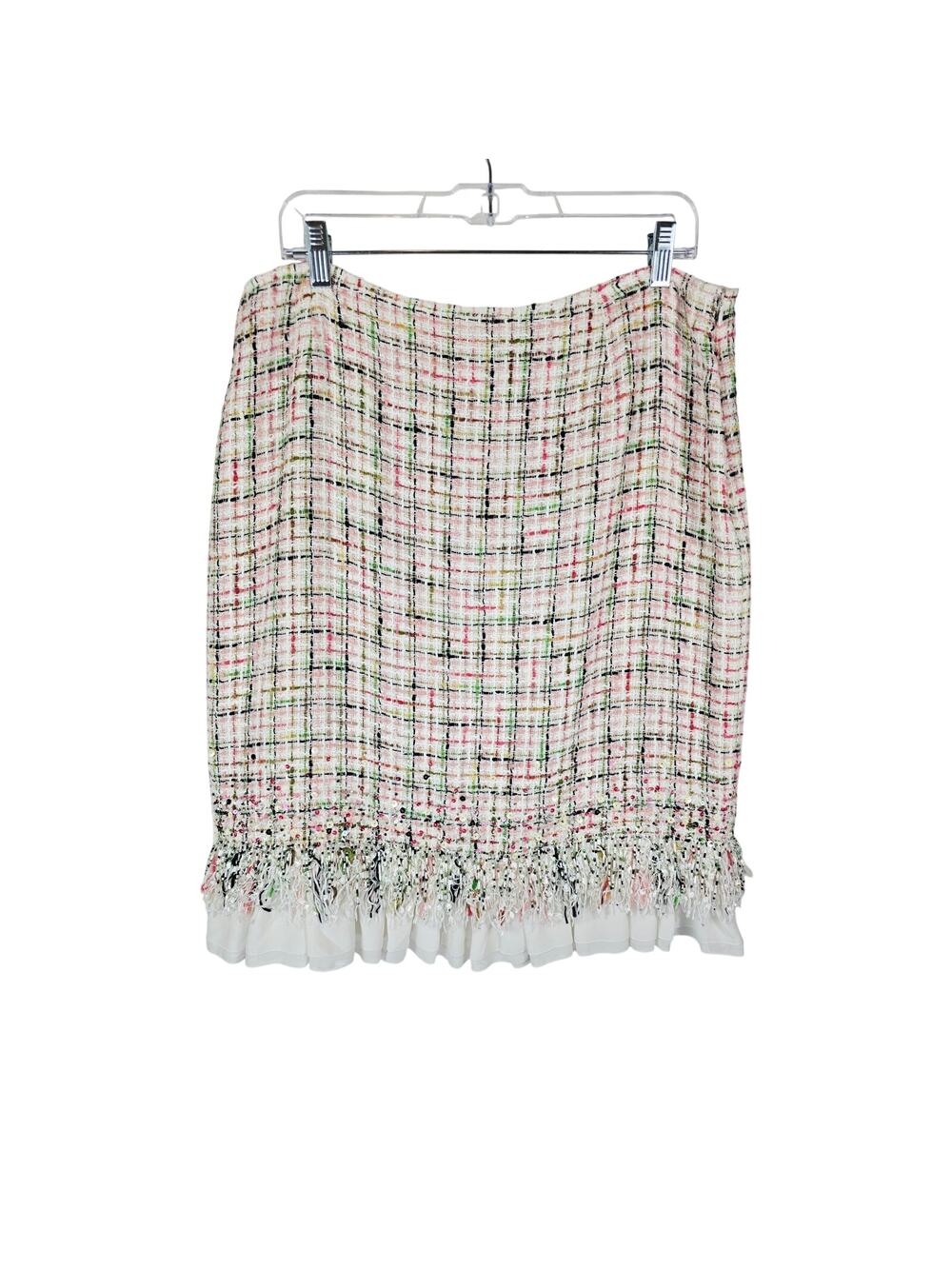 Lafayette 148 New York Tweed Beaded Chiffon Sequenced Business Women's Skirt 16